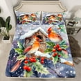 thumbnail image 2 of Feelyou Christmas Robin Full Size Sheets, Winter Plant Fruit Bed Sheets, Dreamy Fairy Tale Sheet Sets, Super Cozy Room Decor,4 Pieces, 2 of 7