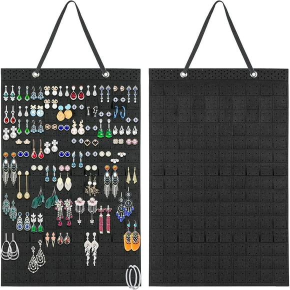 GHSDFBB Earring Organizer, 2 Pcs Wall Earring Holder, Hanging Jewelry Storage, Jewelry Organizer for Women and Girl, Large Jewelry Organizers and Storage Capacity Holds up to 600 Pairs (Blac
