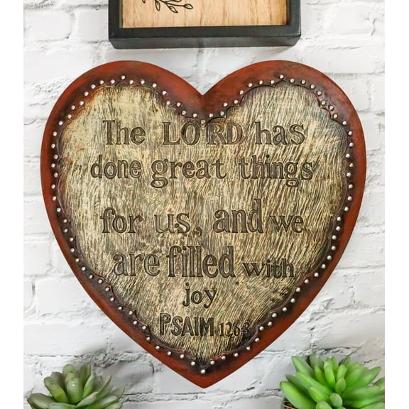 Rustic Western The Lord Has Done Great Things for Us Psalm 126 Heart Wall Decor