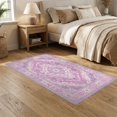 thumbnail image 2 of ODIKA 5'x7' Ultra-Soft Area Rug, Purple Boho Abstract Symmetrical Motif Watercolor Ombre Blend None Washable, Bare feet friendly, Silk-Touch for Bedroom Home office, 2 of 7