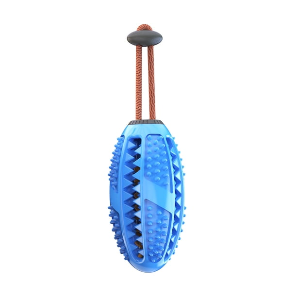 Cepillo de dientes para perros, juguete masticable para el cuidado dental, eficaz para limpiar los dientes del perro, masajeador de caucho natural, no tóxico, antimordeduras (azul)