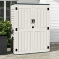 thumbnail image 1 of DEXTRUS 5,6 x 2,3 Pi, 52 Pi3, Résine Extérieur Shed avec Tablettes et Porte Verrouillable, Rangement de Jardin et Mobilier de Patio Résistants aux Intempéries, Gris Pâle, 1 of 9