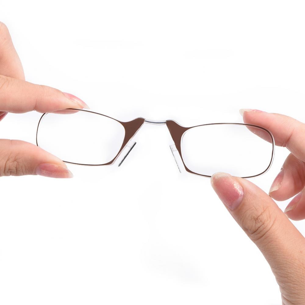 LHCER Portable Clip Nose Reading Glasses Presbyopic Glasses Folding Key