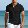 thumbnail image 2 of Awdenio Men's T-shirts Textured Knit Collared Contrast Color Loose Fit Stretchy Golf Shirts, 2 of 6