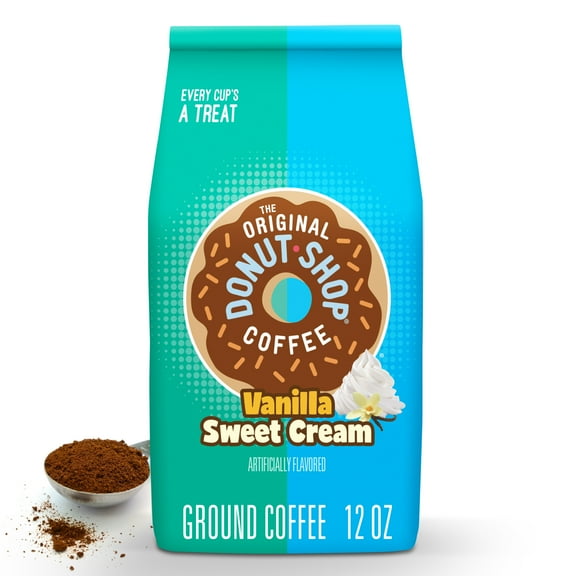 The Original Donut Shop, Vanilla Sweet Cream Medium Roast Ground Coffee, Bagged 12 oz