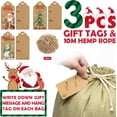 thumbnail image 6 of 3PCS Large Burlap Christmas Drawstring Gift Bags with Tags, 18x24in Linen Christmas Gifts Bags, Big Holiday Gift Bag Reusable Gifts Wrapping Bag Jute Santa Sack for Xmas Present Party Favors, 6 of 6