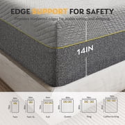 MLILY Ego Gray 14 inch Gel Memory Foam Mattress, King Mattress in a Box, Medium