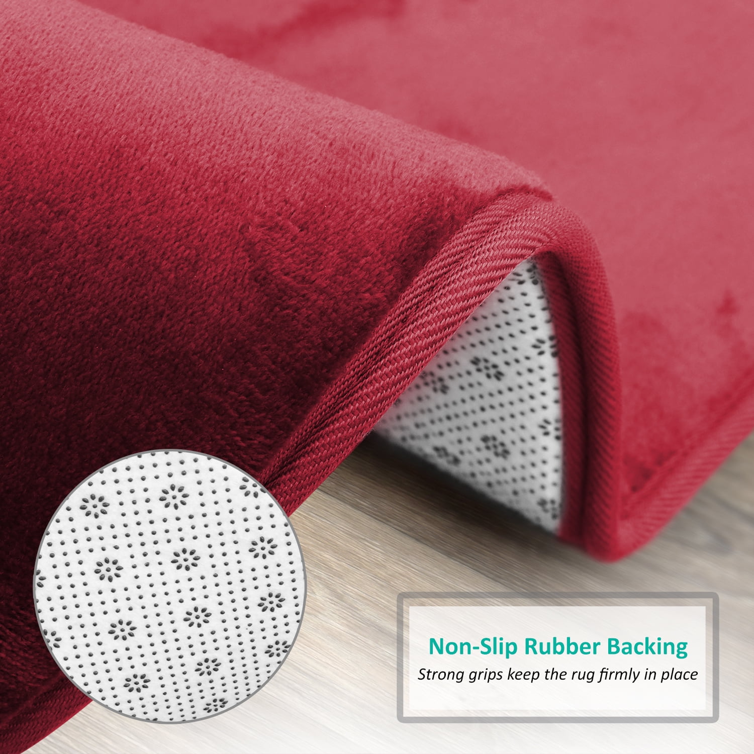 Nestl Absorbent Memory Foam Bath Mat Set Bathroom Rug, Red, 20"X30"