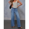 thumbnail image 6 of Jeans for Women Wide Leg Baggy High Waist Boyfriends Straight Leg Stretchy Denim Pants Blue M, 6 of 8