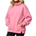 thumbnail image 2 of Fall Hoodies for Women Pullover Plus Size Solid Color Long Sleeve Leisure Elegant Hoodie, 2 of 5
