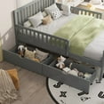 thumbnail image 4 of Euroco Wood Twin Size Platform Bed with Guardrails and Drawers for Kids Teens Toddlers, Gray, 4 of 11