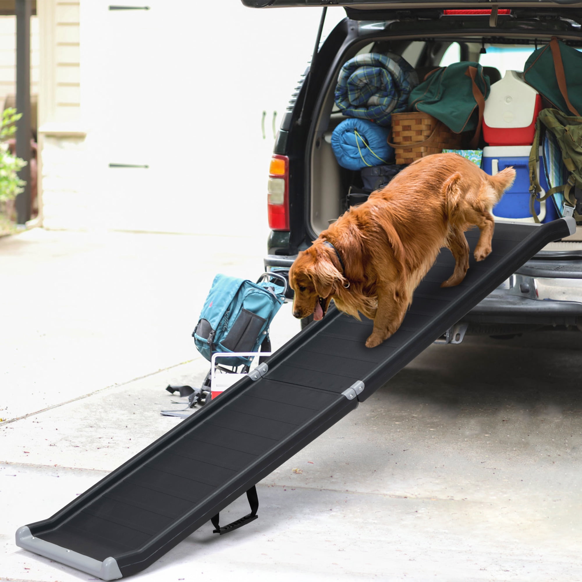 Pefilos 62 Inch Portable Pet Ramp for Large Dogs, Deluxe Telescoping Dog Ramp for Cars, Trucks, & SUVs, Supports up to 330 lb, Easy Storage, Black Pefilos 62 Inch Portable Pet Ramp for Large Dogs, Deluxe Telescoping Dog Ramp for Cars, Trucks, & SUVs, Supports up to 330 lb, Easy Storage, Black