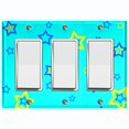 thumbnail image 1 of Metal Light Switch Plate Cover Blue Yellow Star Party Teal STR001, 1 of 13