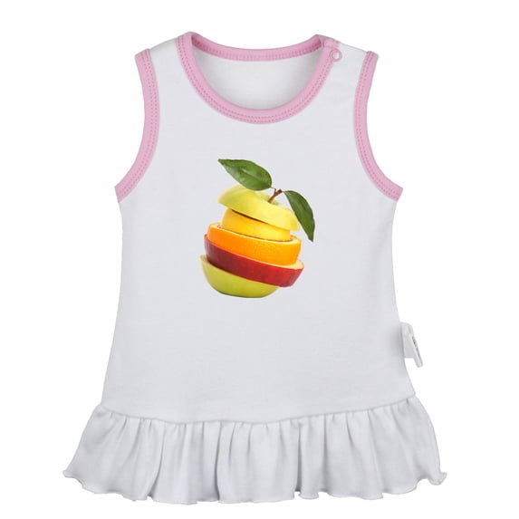 Fruit Apple Pattern Dresses For Baby, Newborn Babies Skirts, Infant Princess Dress, 0-24M Kids Graphic Clothes (White Sleeveless Dresses, 0-6 Months)