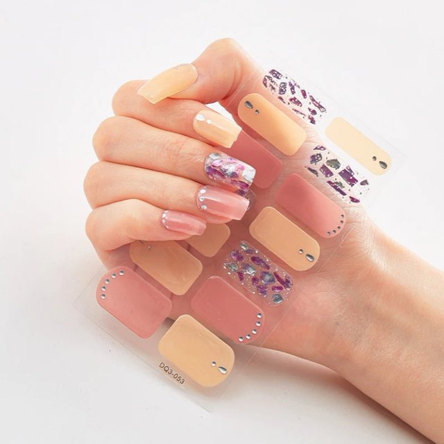 Envoltura de uñas de Gel semicurado UV de 16 puntas, pegatina de envoltura de uñas de Color puro 5D, pegatina de Gel de lámpara UV de cubierta completa