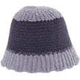thumbnail image 6 of CoCopeaunts Women Bucket Hat Winter Fashion Two-Color Splicing Girl Knit Hat Warm Trendy Foldable Warm Comfortable Crochet Caps, 6 of 8