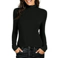 thumbnail image 2 of Turtleneck Shirt Women-Ribbed Long Sleeve Tops Slim Fitted Base Layer Soft Stretch 2025 Black M, 2 of 3