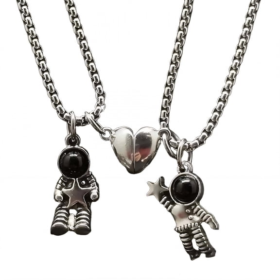 DESIGNICE 2Pcs Couples Valentines Gifts,Neatly Finished Cute Necklaces,Stiff Structure Heart Locket Necklace,Style1