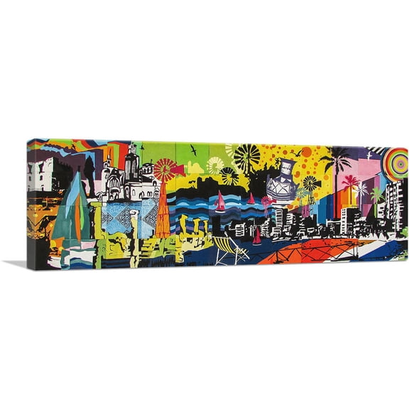 ARTCANVAS Cyprus Middle East Street Art Graffiti Canvas Art Print - Size: 36" x 12" (0.75" Deep)
