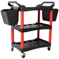 thumbnail image 4 of Olurrisa 3 Tier Rolling Auto Detail Cart With Wheels,With 2pcs Bucket,for Detailers Garage, Workshop, Repair Shop, Storage Tool,Red&Black, 4 of 9