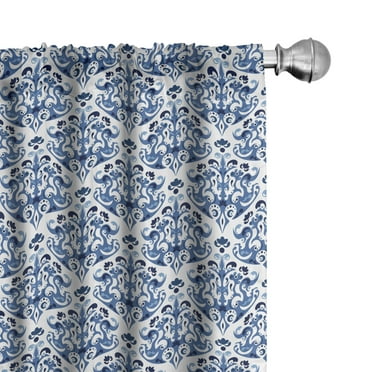 Ambesonne Blue Curtains, Indigo Victorian Design, Pair of 28"x63", Petrol Blue Turquoise