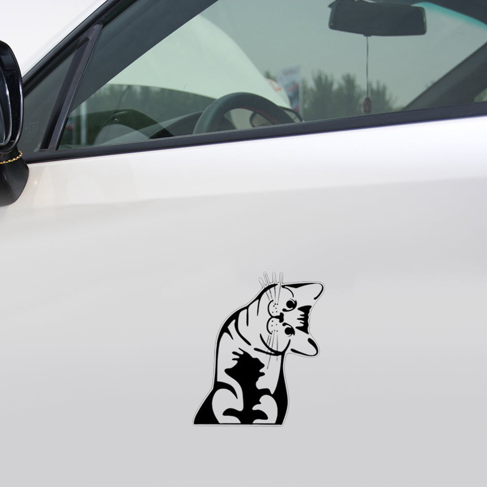 1pc Funny Head Tilted Cat  Styling Sticker Decal Vinyl Car Window Wall Decor 