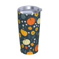 thumbnail image 2 of Vaso de acero inoxidable con tapa y diseño de calabaza de Acción de Gracias, taza térmica portátil de 20 oz, 2 of 7