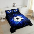thumbnail image 3 of Football Bedding Comforter Sets King Size,Cool Sports Comforter Set for Teens Soccer Games Bedding for Soccer Fans Blue Black Duvet Insert American Football Sports Themed Room Decor 3Pcs, 3 of 5