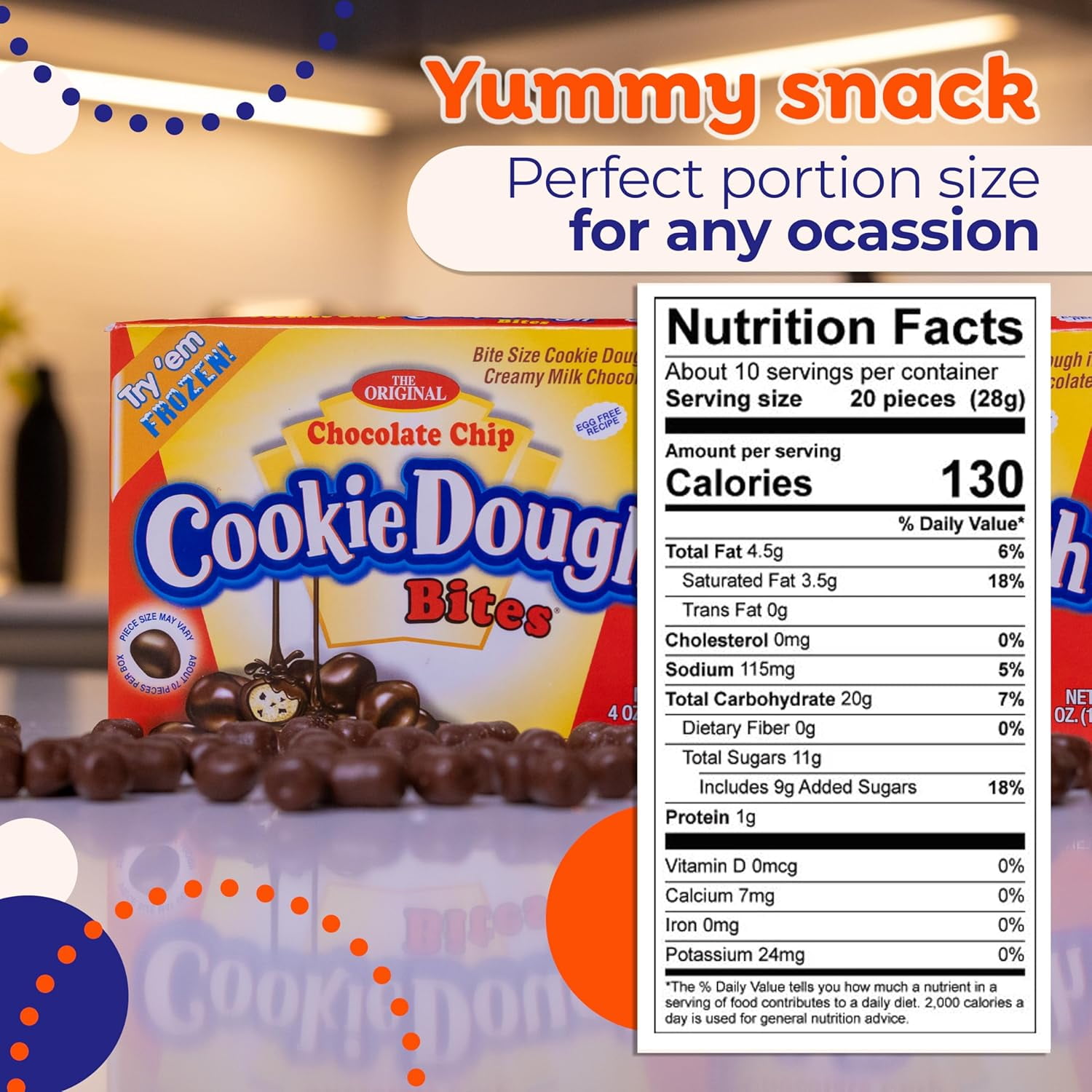 Cookie Dough Bites Chocolate Chip, 3.1 Oz, 12 Ct