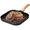 Black, variant on FYJUCPA 7 Inch Small Grill Pan, Nonstick Square Grilling Skillet for Single Serving, Lightweight Aluminum Stove Top Pan with Wood Handle, All Stoves Compatible
