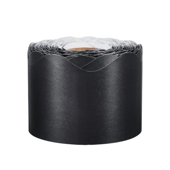 65.6 Feet Scalloped Bulletin Board Border Trim - Stylish Black Decorative Edging for Classrooms and School Projects