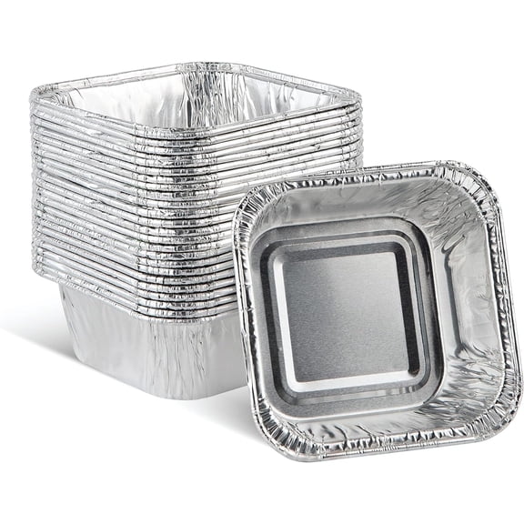 PLASTICPRO Aluminum Foil Baking Pans 3" x 3" x 2" Square Tin Foil Cake Pan for Ovens