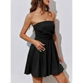 thumbnail image 4 of Women'S Bubble Mini Short Dress 2025 Summer Casual A Line Strapless Tube Top Sundress Trendy Smocked Dresses Black XL, 4 of 6