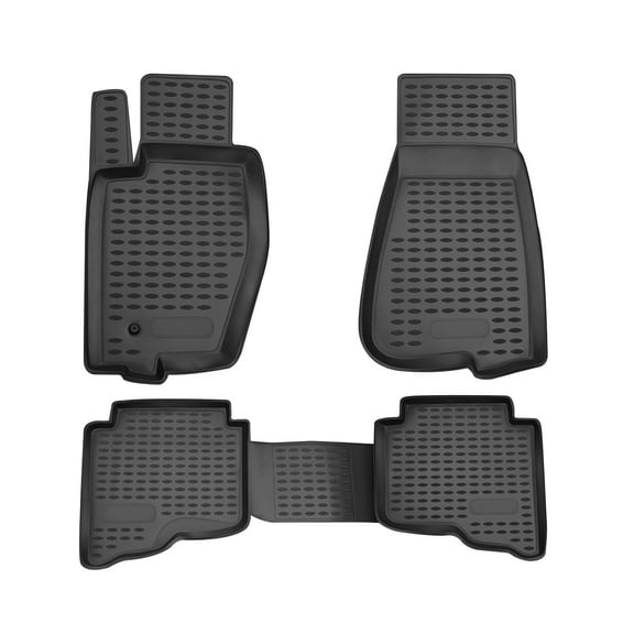 OMAC Floor Mats Fits Jeep Grand Cherokee 2005-2010 Black/Front & 2nd Row Seat 3D Liner Set/All Weather Custom Fit Heavy Duty/Car SUV Automotive Accessories