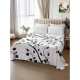 thumbnail image 2 of Black Botanical Flat Sheets Only Full Size, Soft Breathable Bed Top Sheets for Mattress, Watercolor Summer Botanical Luxury Bedding Flat Sheets for Home Hotel Bedroom Bed Protection, 2 of 9