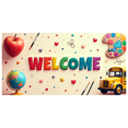 thumbnail image 3 of Welcome Back to School Banner Classroom Backdrop Educational Decor School Supplies Kids Party Decoration Photo Background Library Event Signs Apples School Bus Props, 3 of 4