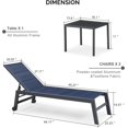thumbnail image 2 of PURPLE LEAF Outdoor Chaise Lounge Set of 3 Aluminum Patio Lounge Chair with Wheels and Side Table Pool Chaise Lounge Chair for Outdoor Backyard Poolside Navy Blue, 2 of 8