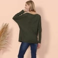 thumbnail image 4 of Waffle Knit Off Shoulder Oversized Sweater Dark Green Small, 4 of 4