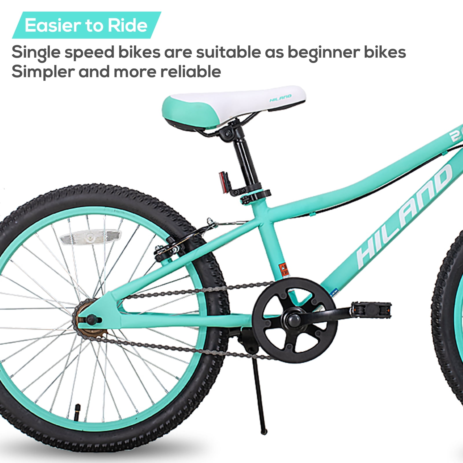 Hiland 20 inch Mountain Bike with Dual Handbrakes and Kickstand, Mint Green