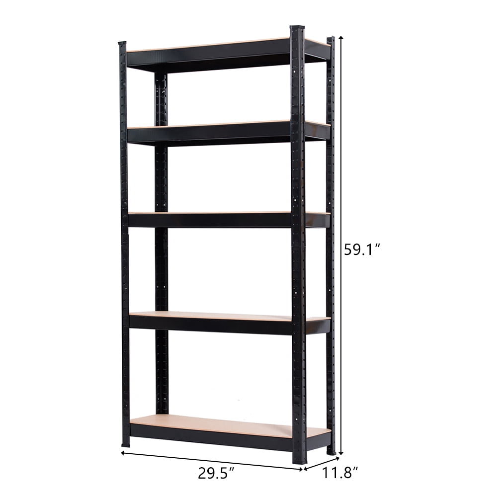 5-Tier Powder Coated Storage Rack, Steel & MDF Heavy Duty Storage Shelf, Large Capacity Organizer for Industrial Commercial Home Use