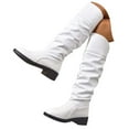 thumbnail image 2 of Women's Wide Calf Knee High Boots Block High Heel Slouchy Long Riding Boot (White 40), 2 of 8