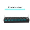 thumbnail image 6 of 7 Port High Speed USB 2.0 Hub w/Individual Power Switches On Off and LEDs, Compatible with Laptop PC USB Flash Drive Smartphone Transfer Data Speed up to 480Mbps Supports Windows Mac OS Linux, 6 of 7