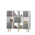 thumbnail image 4 of 3-Tire Child 11 Cube Storage Cube Bookcase, Open Shelves Cabinet  with 5 Collapsible Non-Woven Drawers and Wood Frame, Modern Freestanding Storage Organizer for Corridors, Bedroom, Study Rooms, 4 of 6