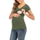 thumbnail image 1 of Blusa Con Capucha de Mujer de Maternidad Top de Lactancia Con Cuello en V Manga Corta Color Sólido de Moda Odeerbi  ODB123368, 1 of 7