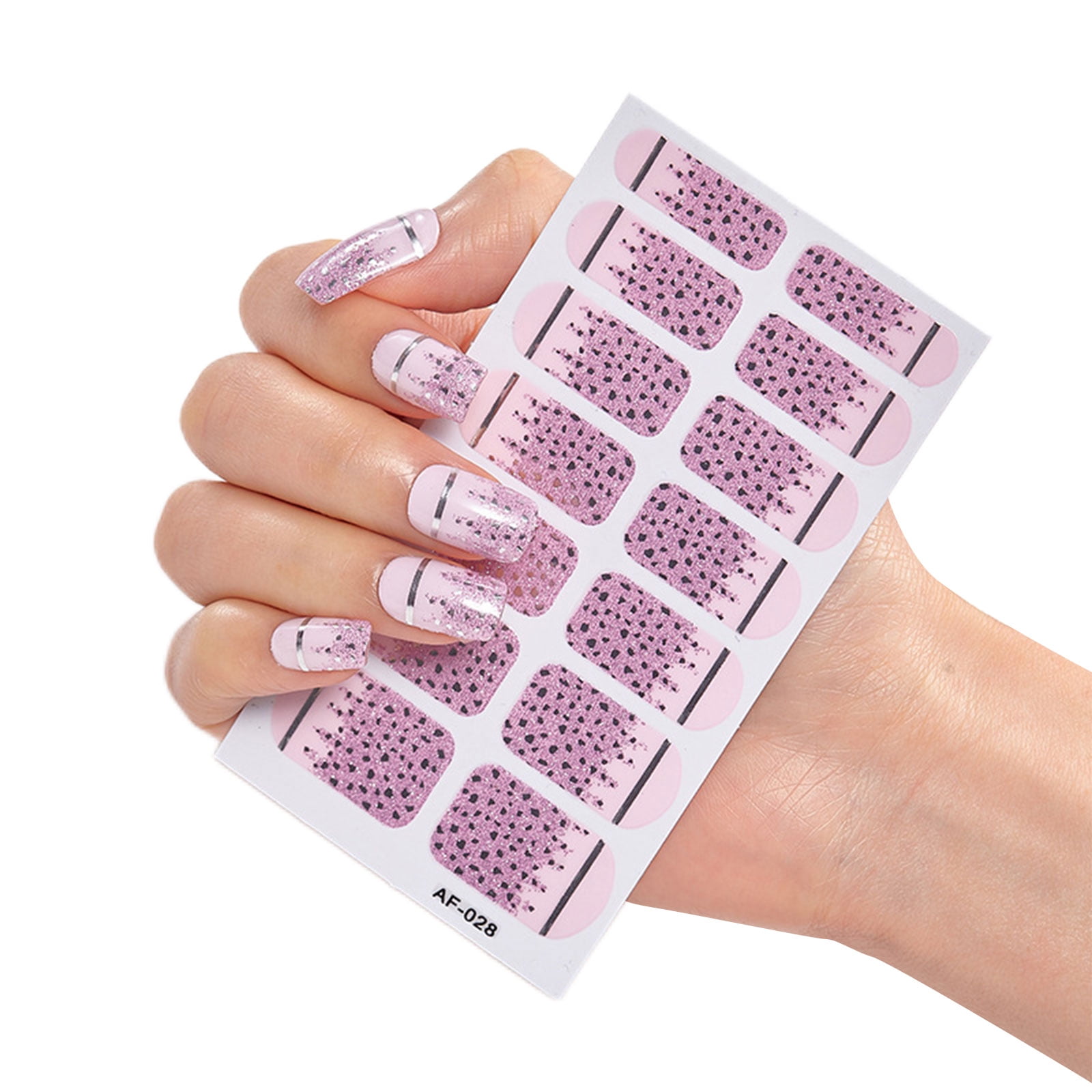 ExtremeWin 14Pcs Adhesive Full Wrap Gel Nail Stickers Glitter Gel Nail