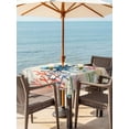thumbnail image 2 of Outdoor Tablecloth with Umbrella Hole and Zipper, Coastal Nautical Octopus Square Table Cloth 54x54 Inch Waterproof Tablecloth, Oceans Corals Jellyfish Starfish Picnic Table Cover for Patio Camping, 2 of 7