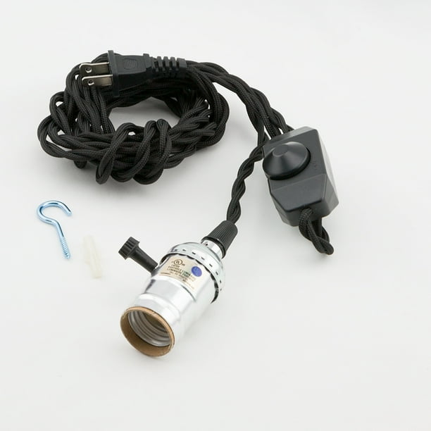 Fantado Single Silver Socket VintageStyle Pendant Light Cord w/ Dimmer