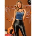 thumbnail image 3 of INSPIRE CHIC Camiseta sin mangas con tirantes finos de terciopelo y tirantes finos para mujer Azul XL, 3 of 6