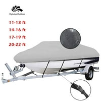 11-13 ft V-Shaped Boat Cover, Heavy-Duty 210D Oxford Waterproof Cover - Comes with 4 Sandbags   4 Separate Ropes