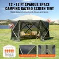 thumbnail image 5 of Army Green 12x12FT Pop Up Gazebo Tent with 6 Removable Privacy Wind Cloths and Mesh Windows Mosquito Netting Sun Shelter, 5 of 6